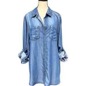 Casual Blue Denim Button-Down Shirt